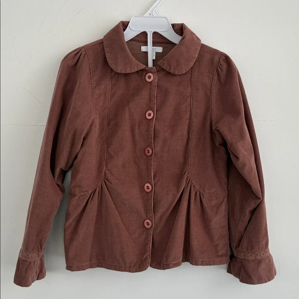 Jacadi Paris Brown Corduroy Sleeveless Dress and Jacket Set 8Y 100% Cotton